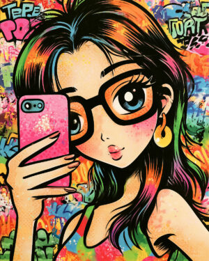 Selfie Pop Stencil – Example of colorful Pop creation