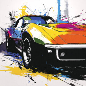 Colorful result with an American sports car stencil