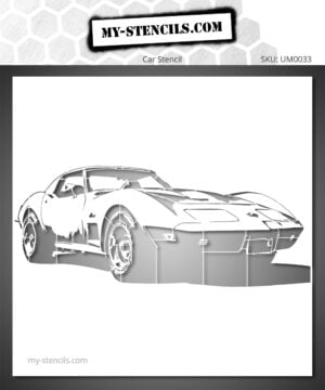 Stencil depicting a classic car, Corvette C3