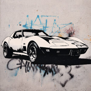 Graffiti inspiration with an American classic Corvette car
